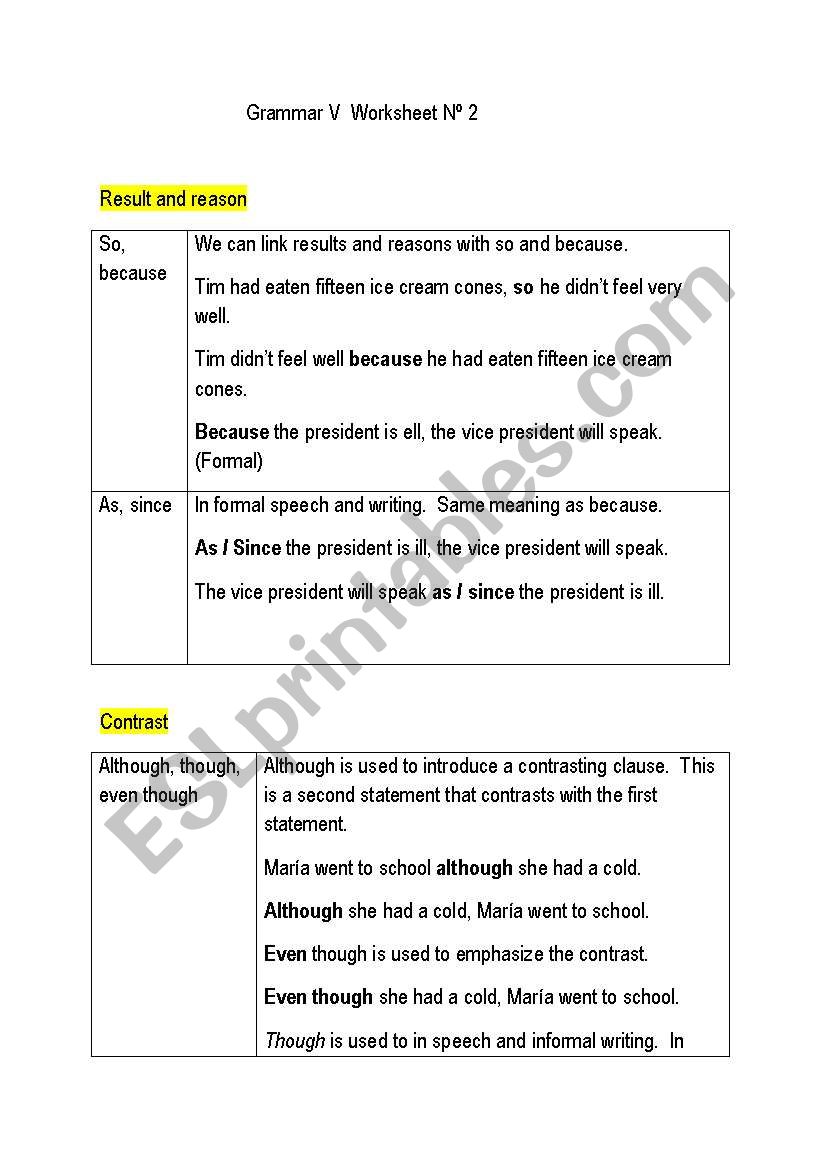 LINKERS worksheet