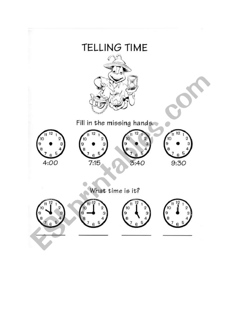 Telling time worksheet