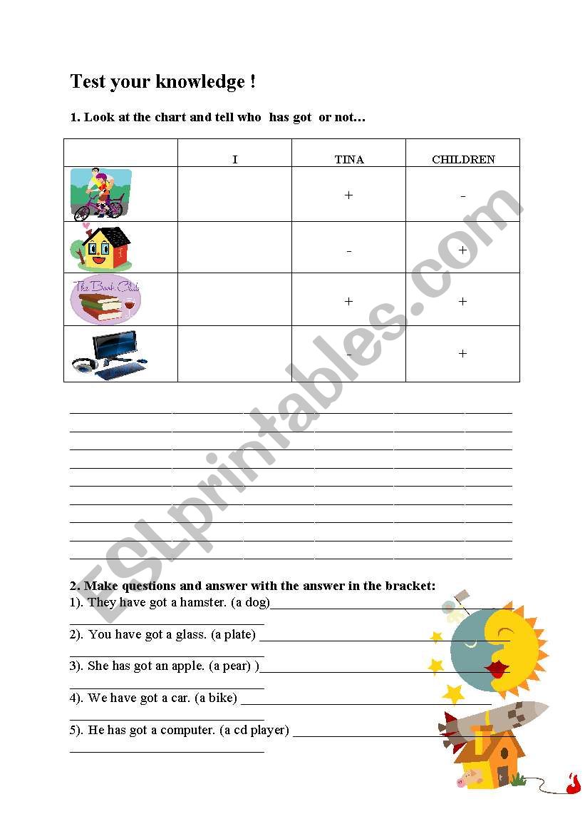 test for young learners worksheet