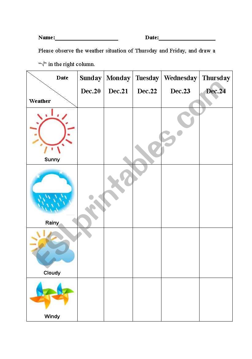 weather worksheet