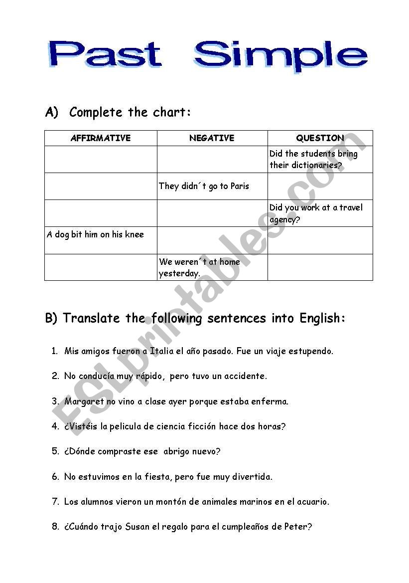 Past Simple worksheet