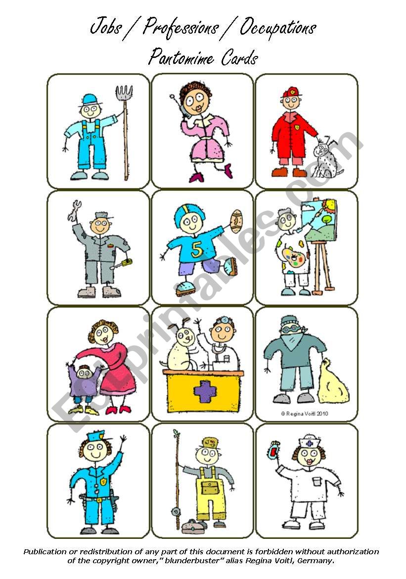 Jobs / Occupations / Professions - Pantomime / Miming Cards (Set of 36 Cards)