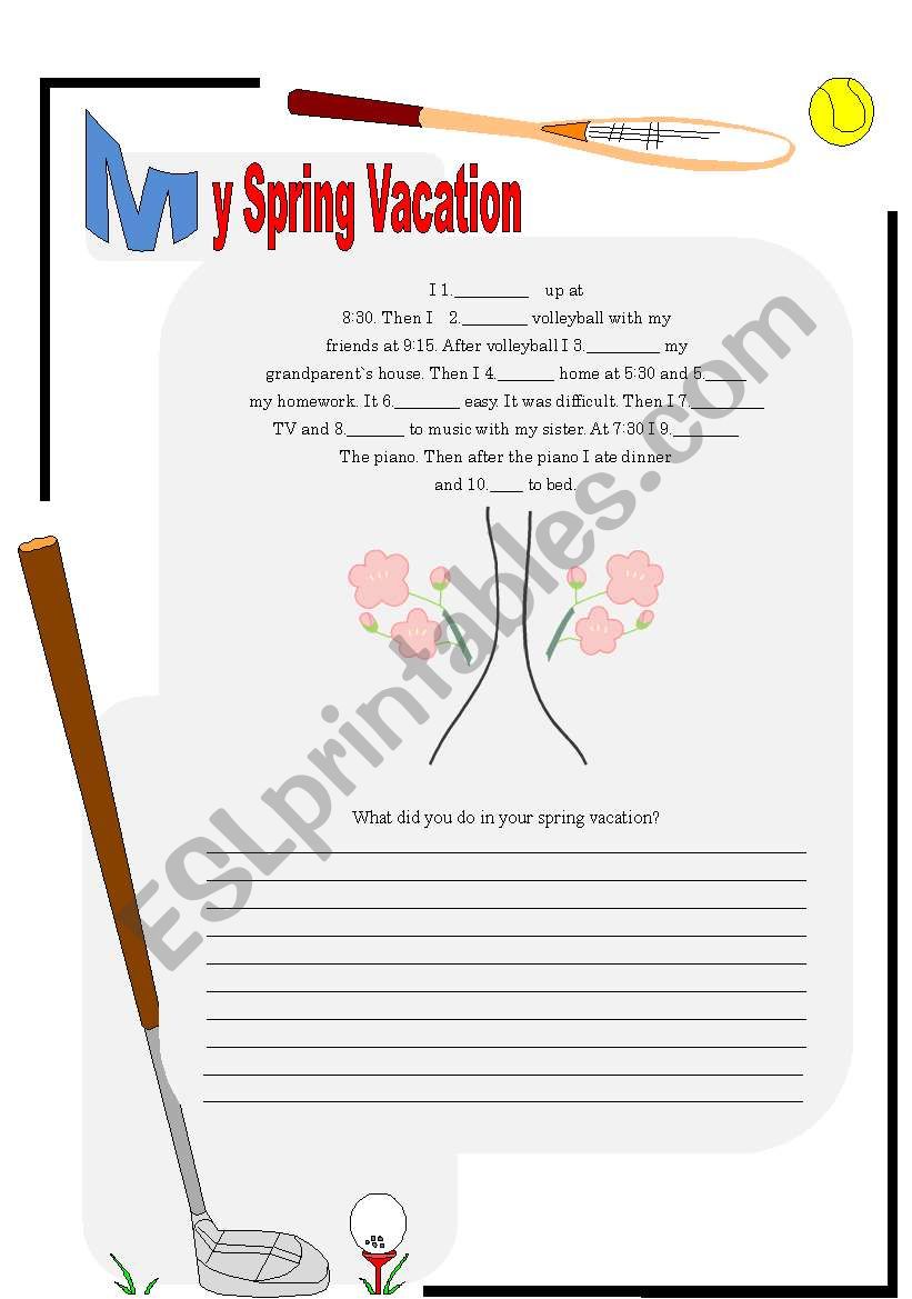 Spring Vacation worksheet