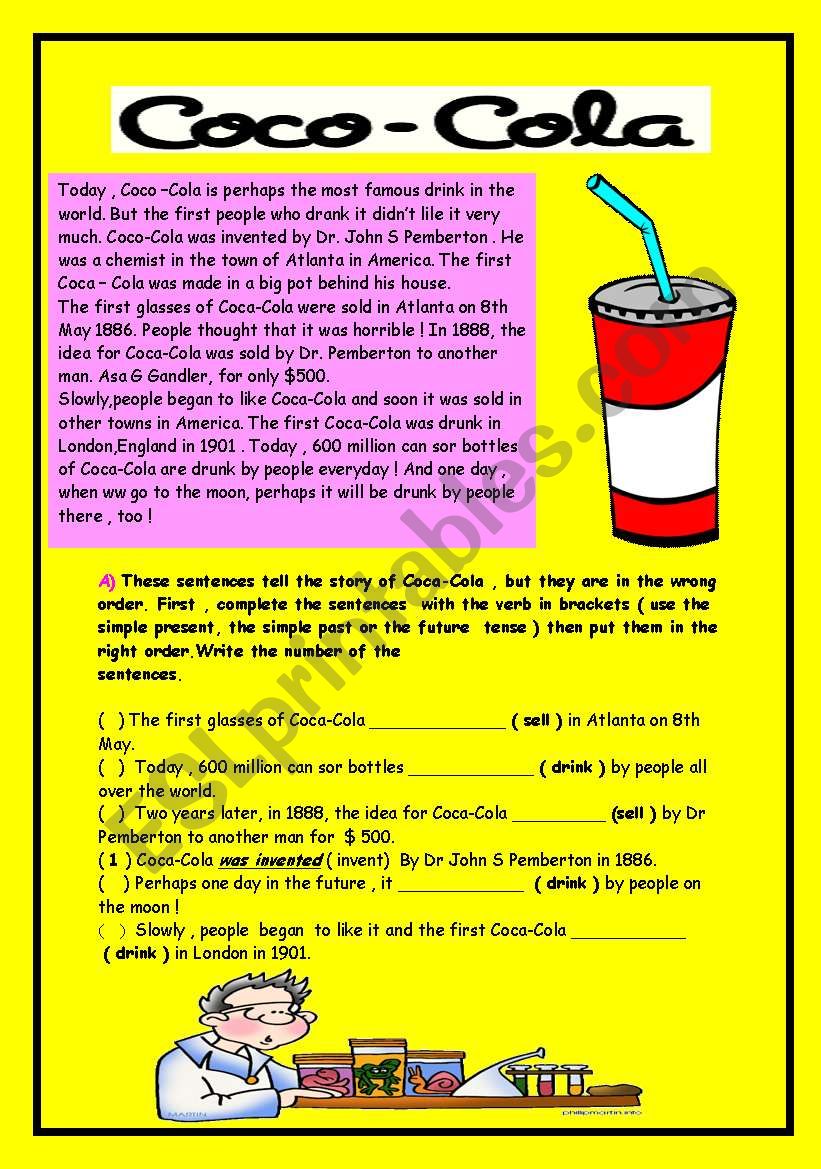  COCA-COLA ( PASSIVE VOICE ) worksheet