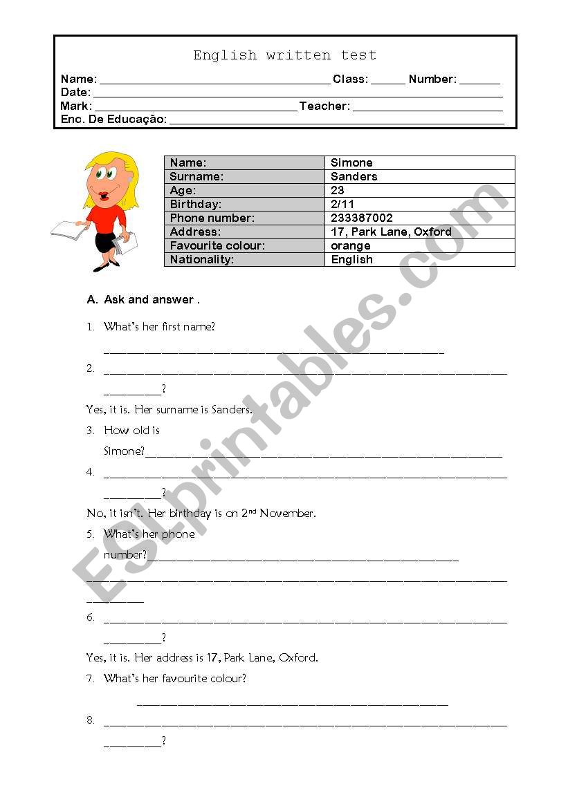 Test - Dates worksheet