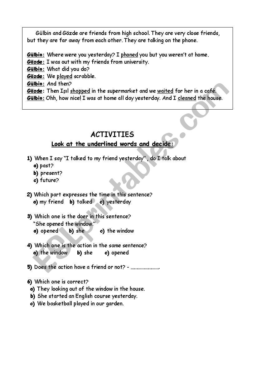 Simple Past Tense worksheet worksheet