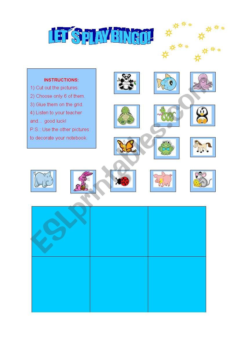 Bingo - Animals  worksheet