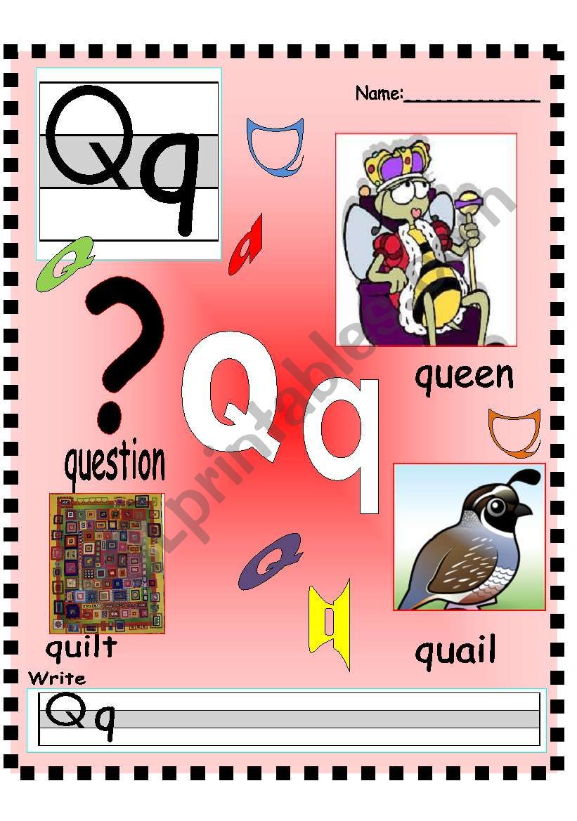 Qq - Rr Vocabulary poster and writing practice