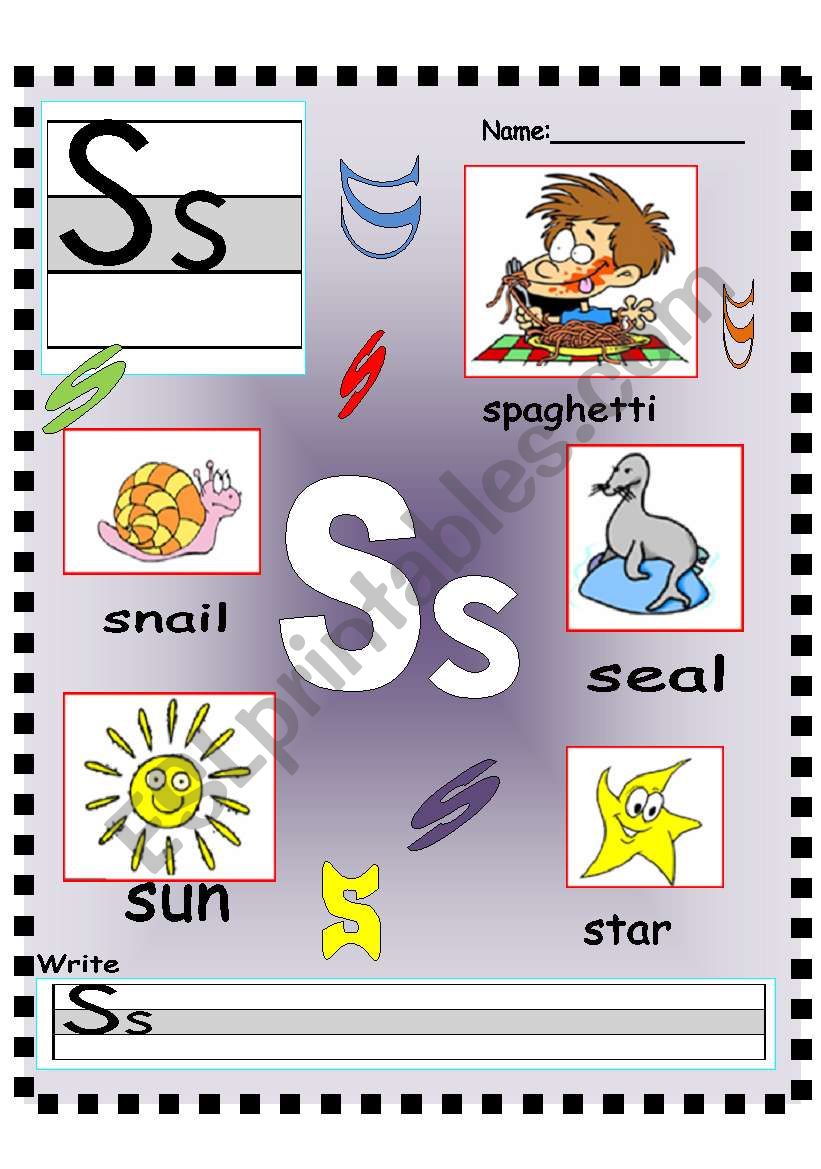 Ss - Tt Vocabulary poster and Writing practice