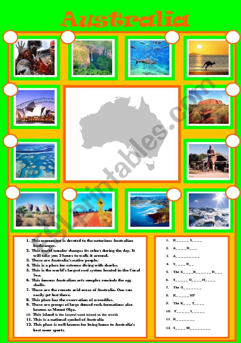 Australia worksheet