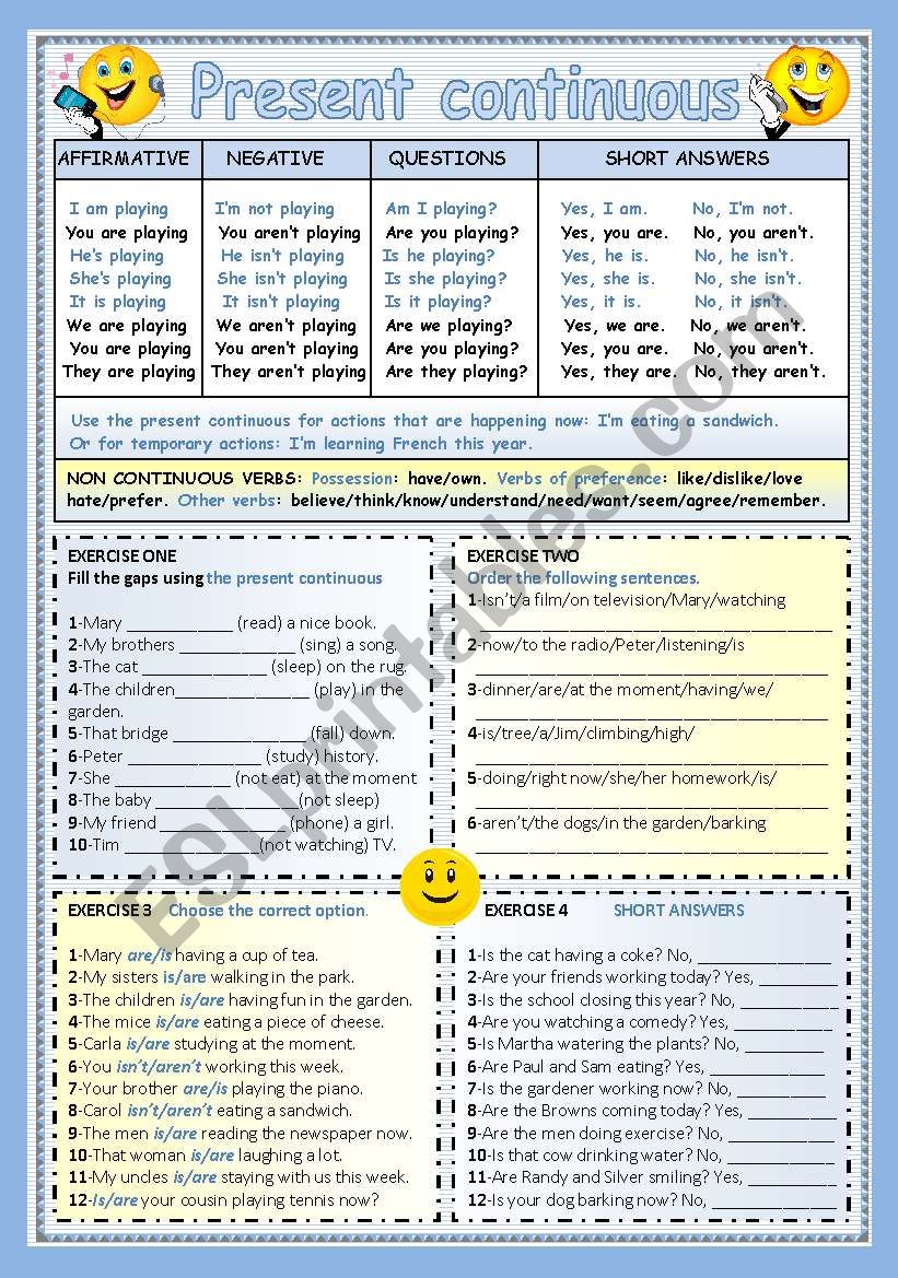 PRESENT CONTINUOUS worksheet