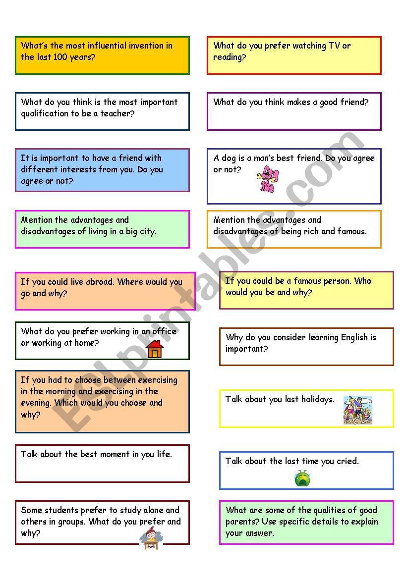 speaking practice worksheet