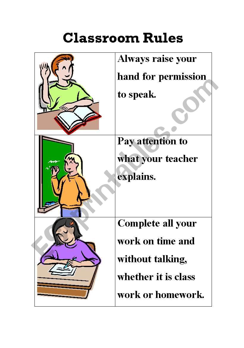 Classroom Rules to Follow worksheet