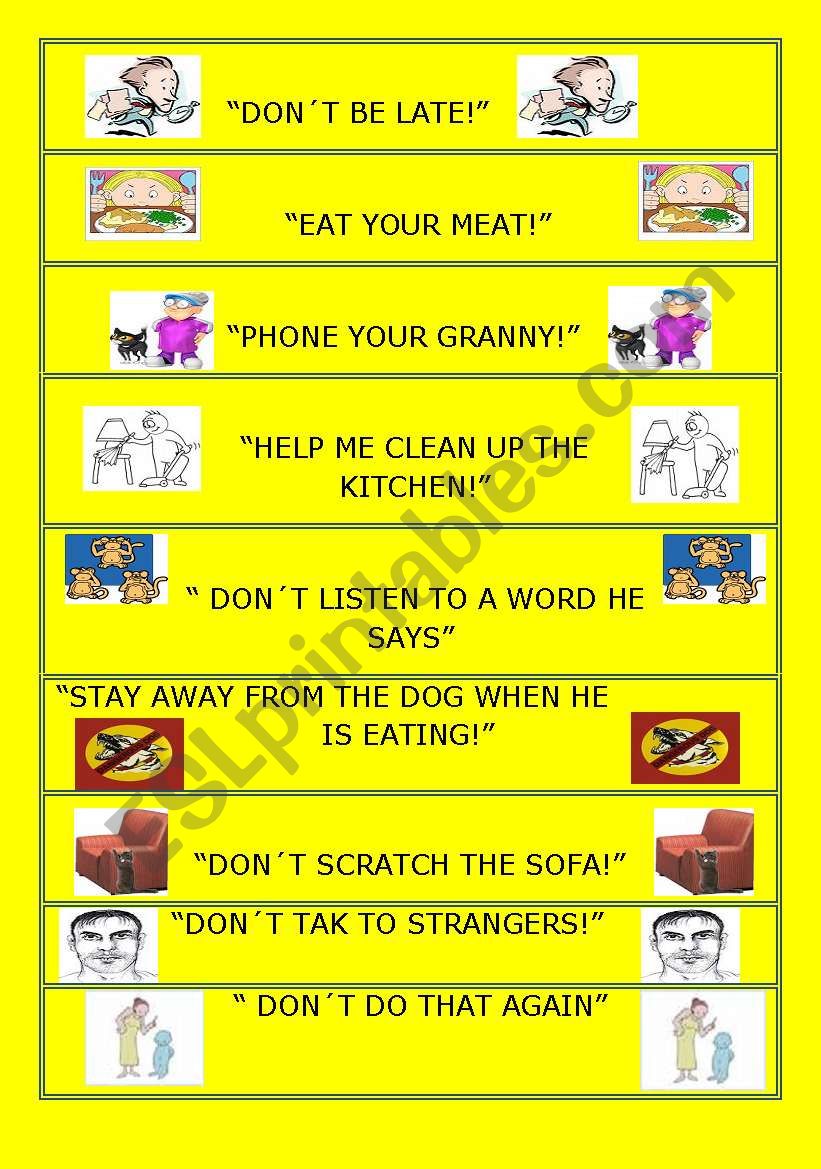 REPORTED SPEECH ORDERS ( ORAL ACTIVITY)