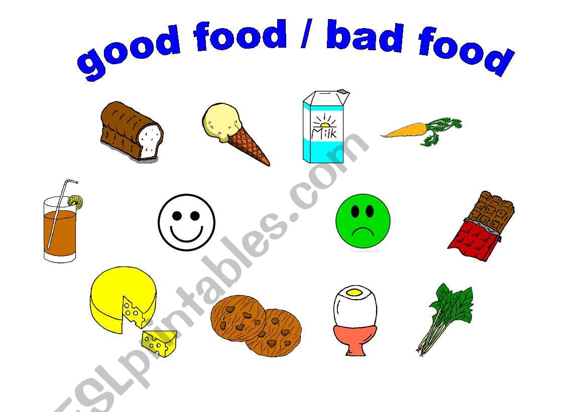 English Worksheets Good Food Bad Food