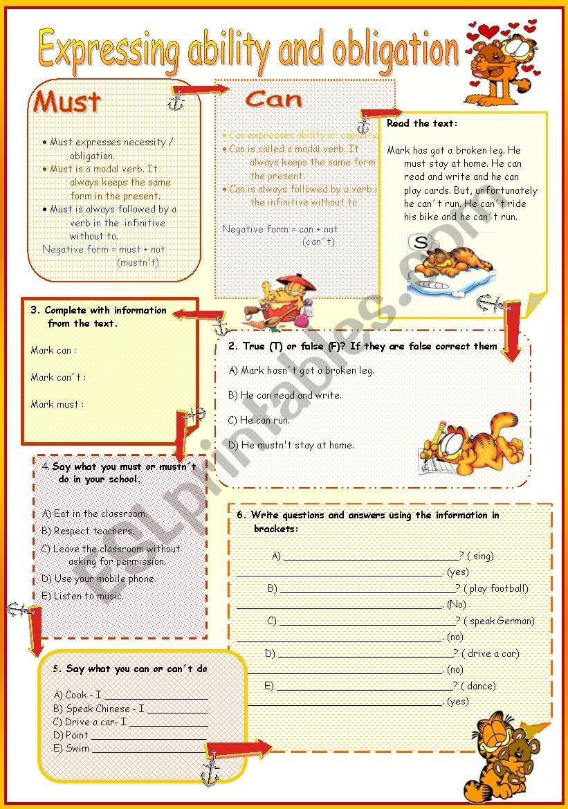 Must / Can worksheet