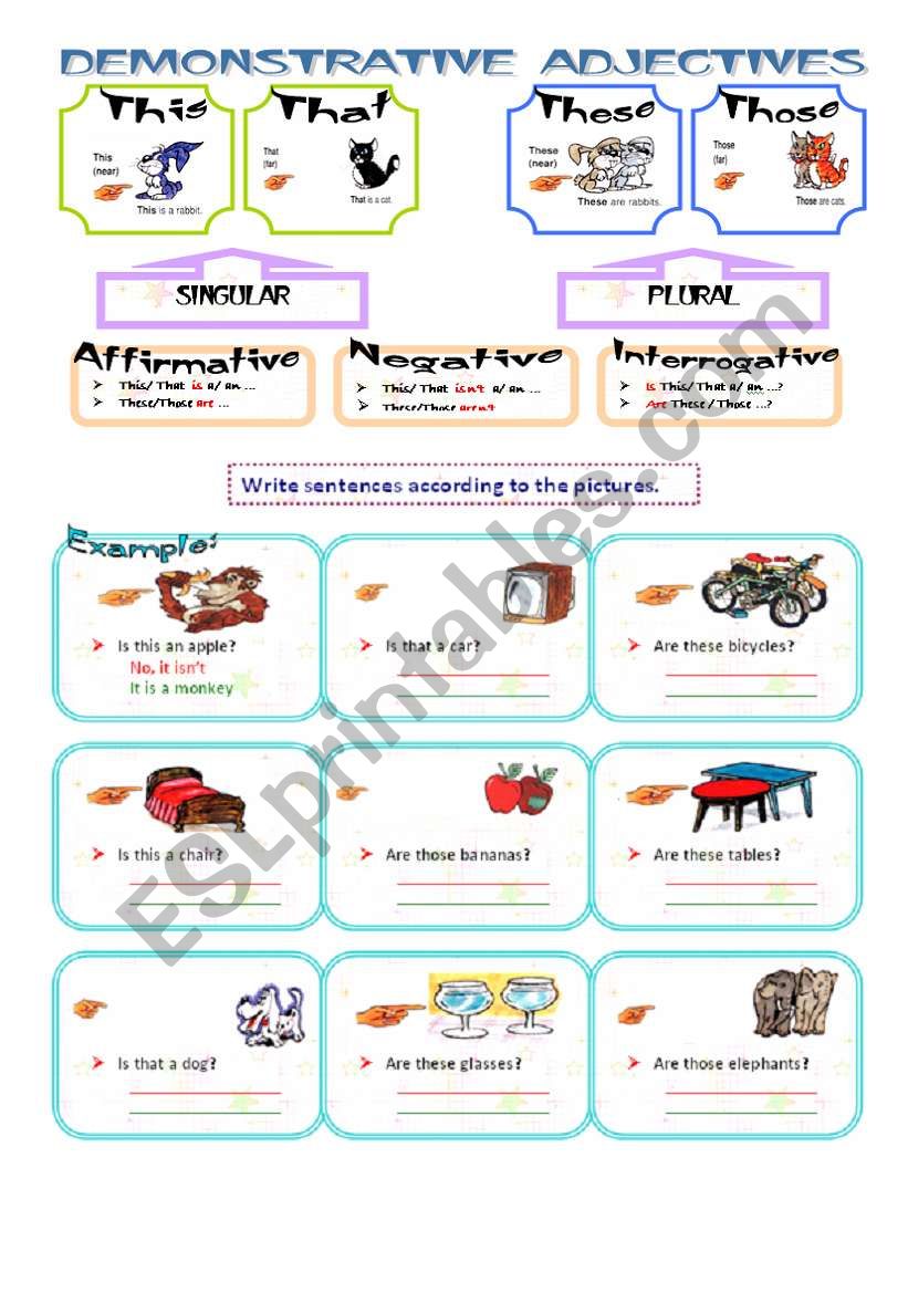 Demonstrative Adjectives worksheet