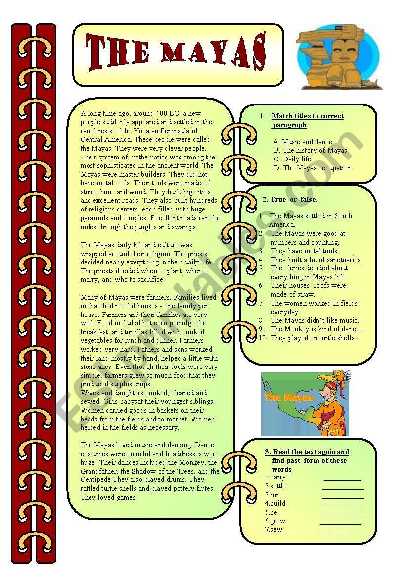 Reading - The Mayas worksheet