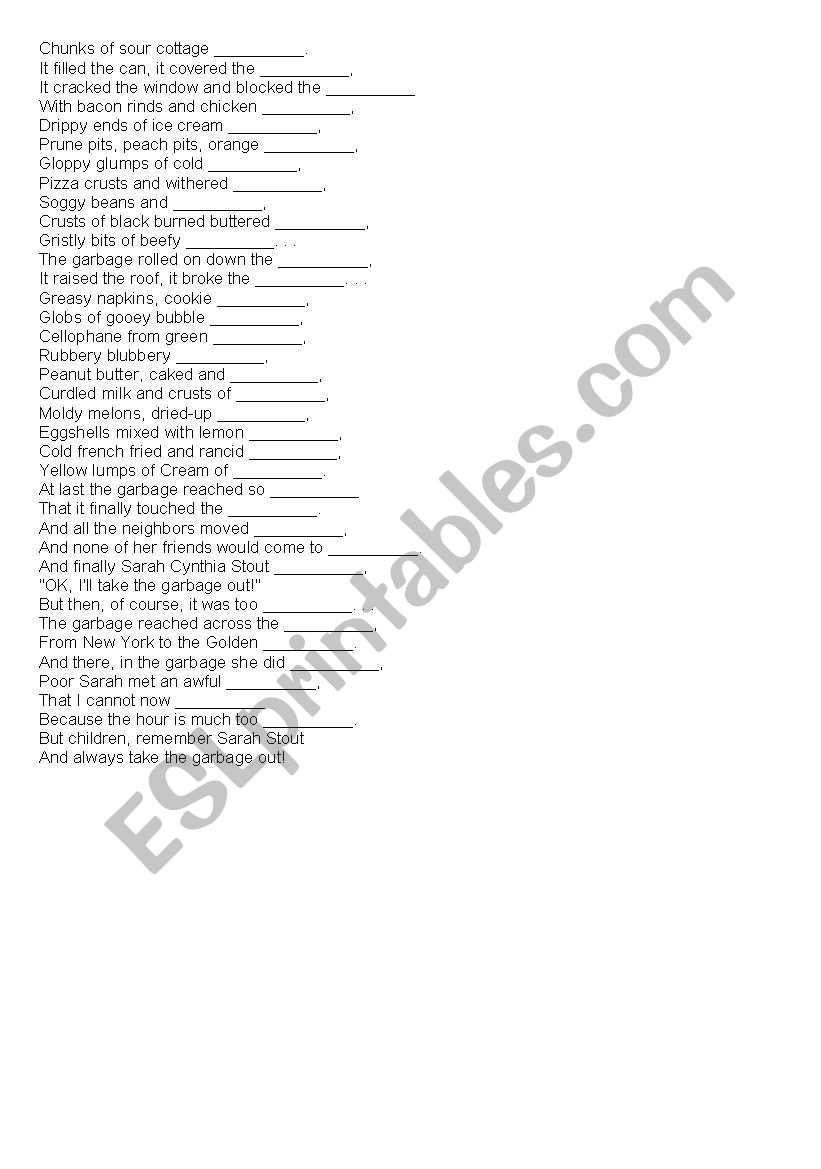 English worksheets: Sarah Cynthia Stout via Shel Silverstein photograph relating to Sarah Cynthia Sylvia Stout Printable referred to as English worksheets: Sarah Cynthia Stout through Shel Silverstein