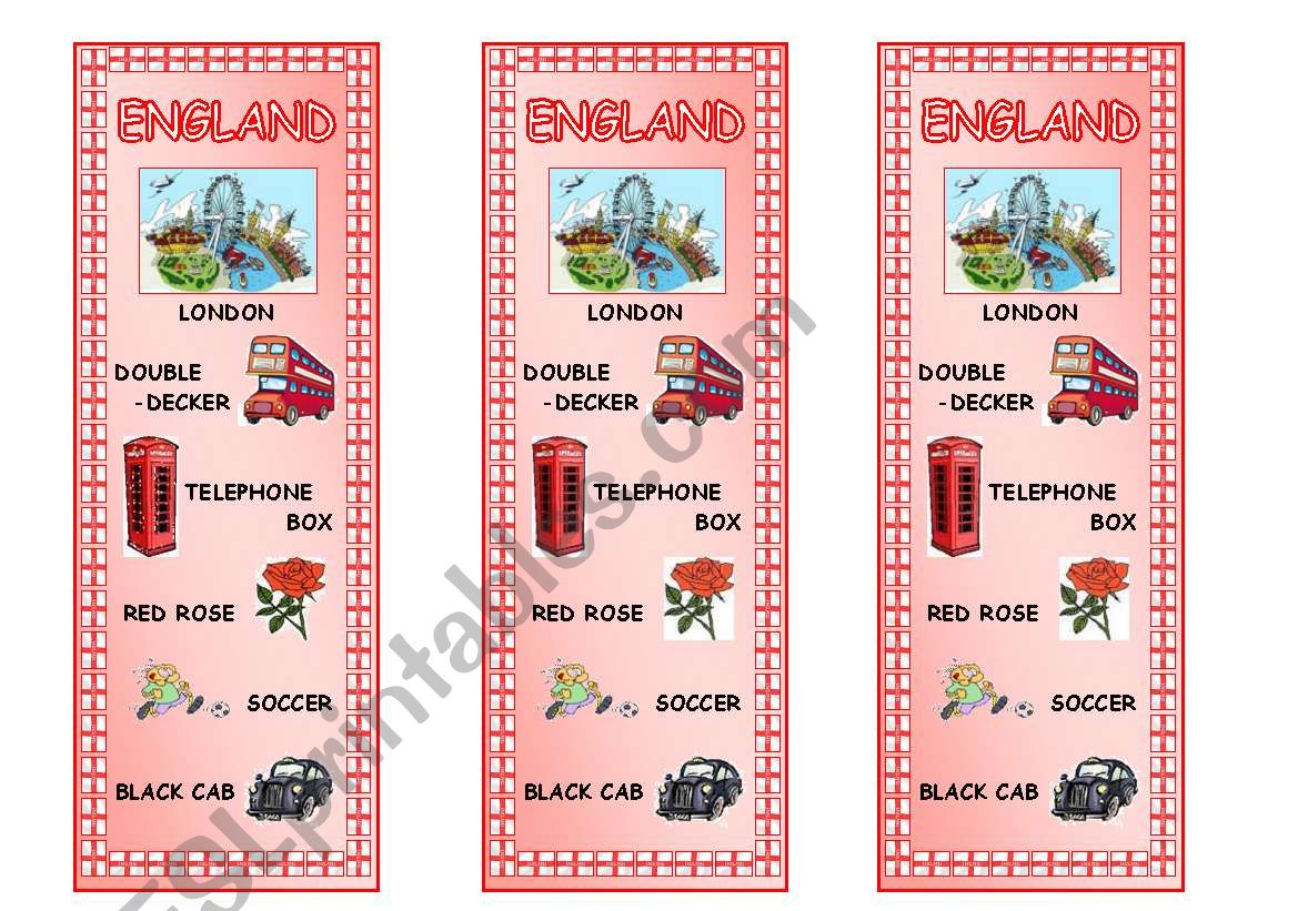 Countries Bookmark 1 â€“ England