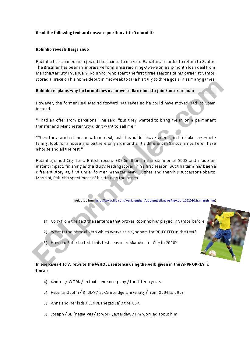 Evaluation test worksheet