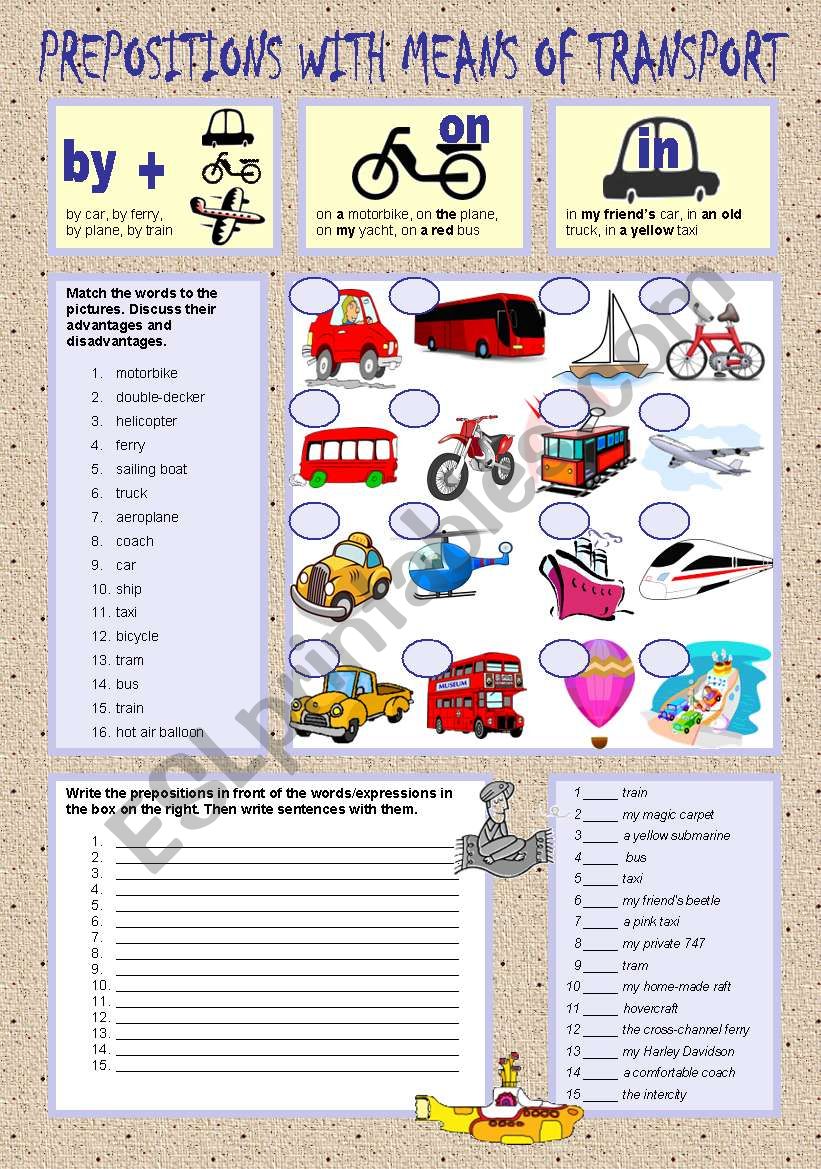 PREPOSITIONS WITH MEANS OF TRANSPORT
