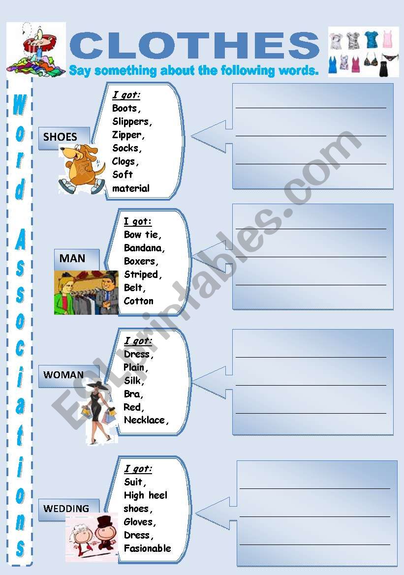 ASSOCIATIONS  CLOTHES 1 worksheet