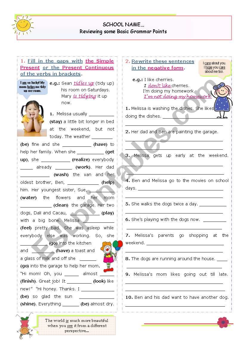 Reviewing Basic Grammar Points series (8)  -  Present Simple and Present continuous (all forms)