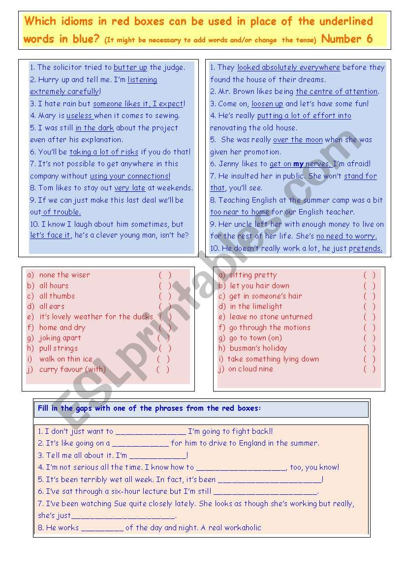  Idioms worksheet