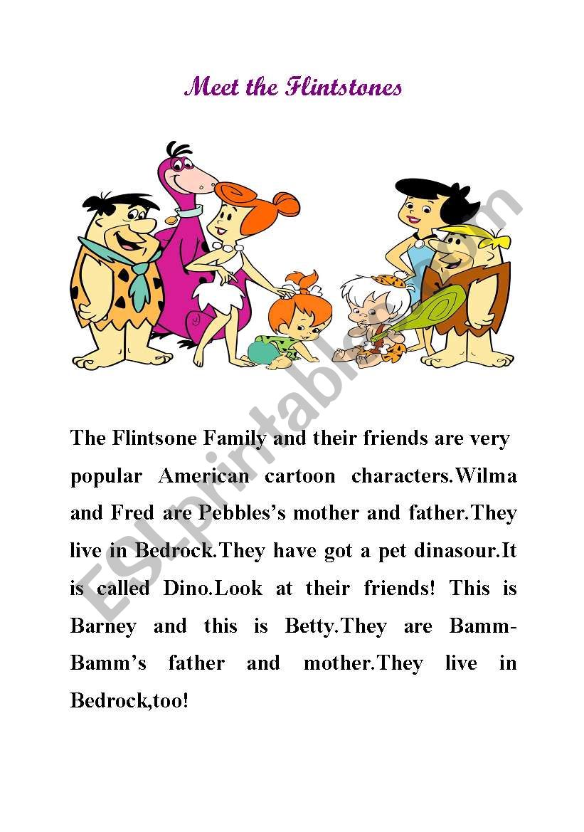 Flintstones Family worksheet