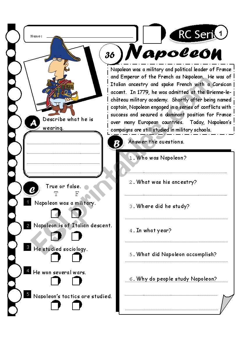 RC Series Level 1_36 Napoleon (Fully Editable + Answer Key)