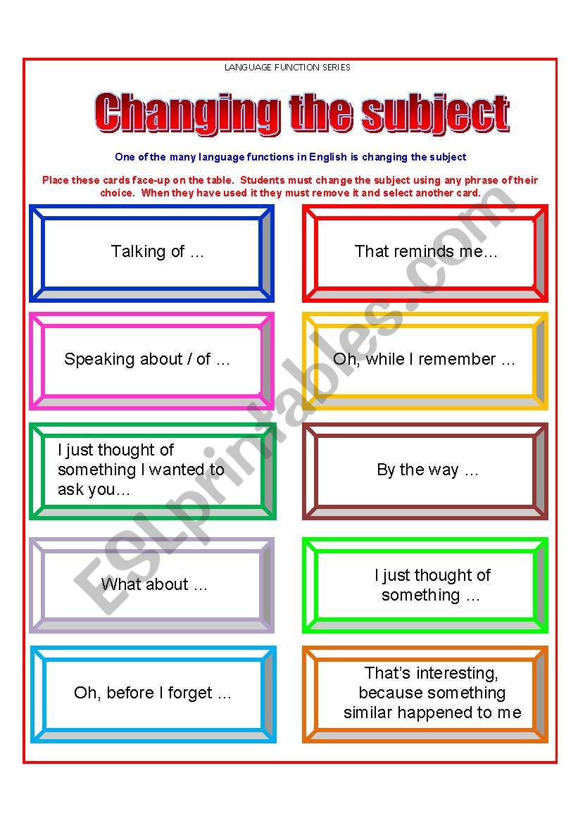 Conversation Cards worksheet