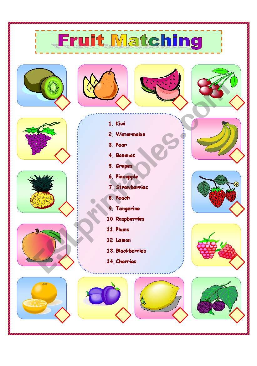 Fruit Matching. Enjoy it. worksheet