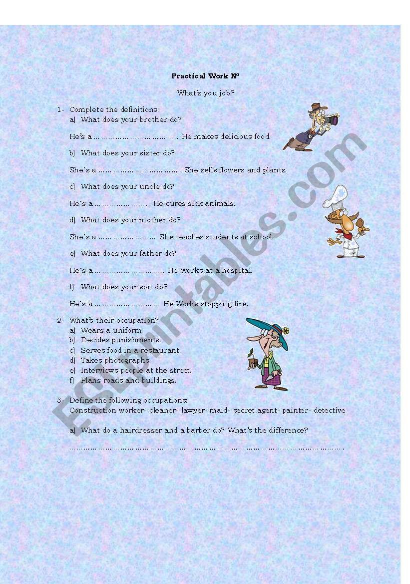 Whats your job? worksheet