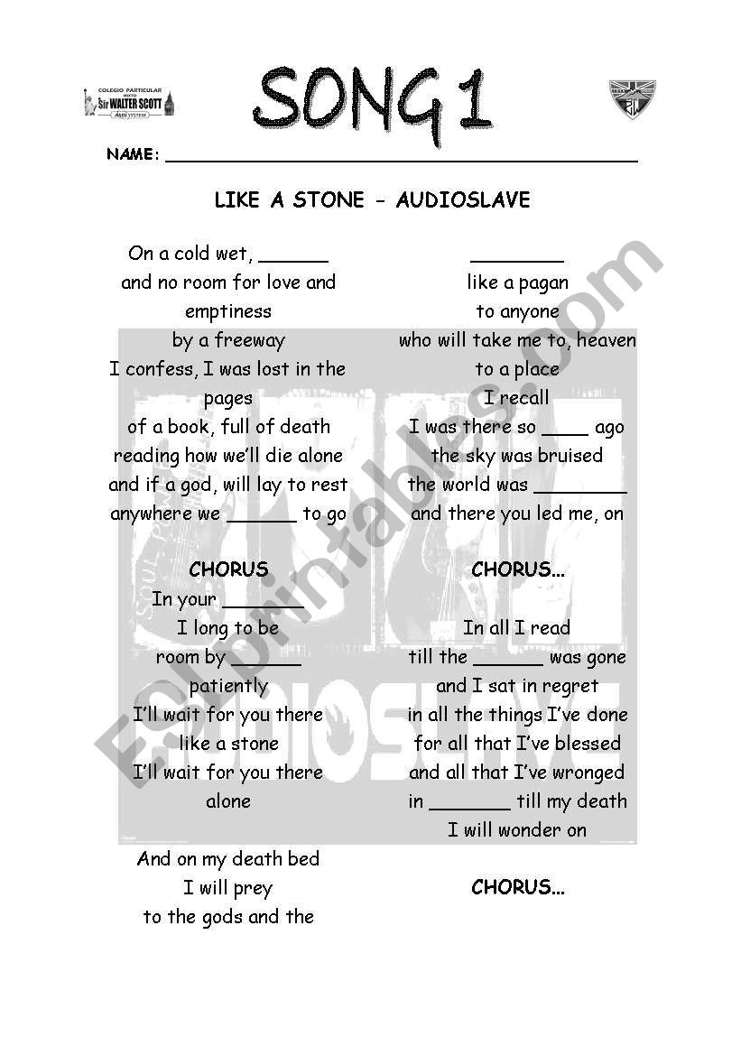 LIKE STONE - AUDIOSLAVE worksheet