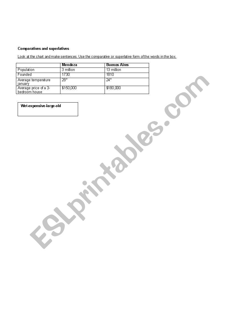 comparatives and superlatives worksheet