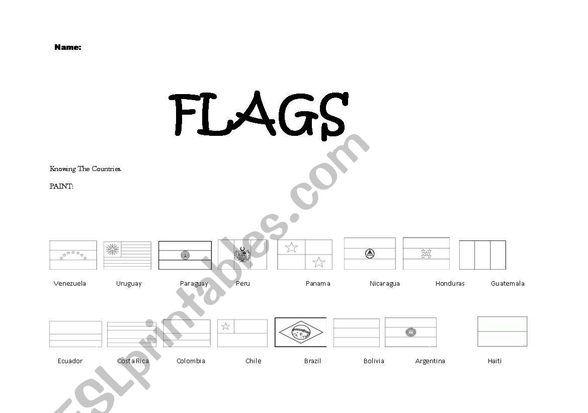 Flags  - Countries worksheet