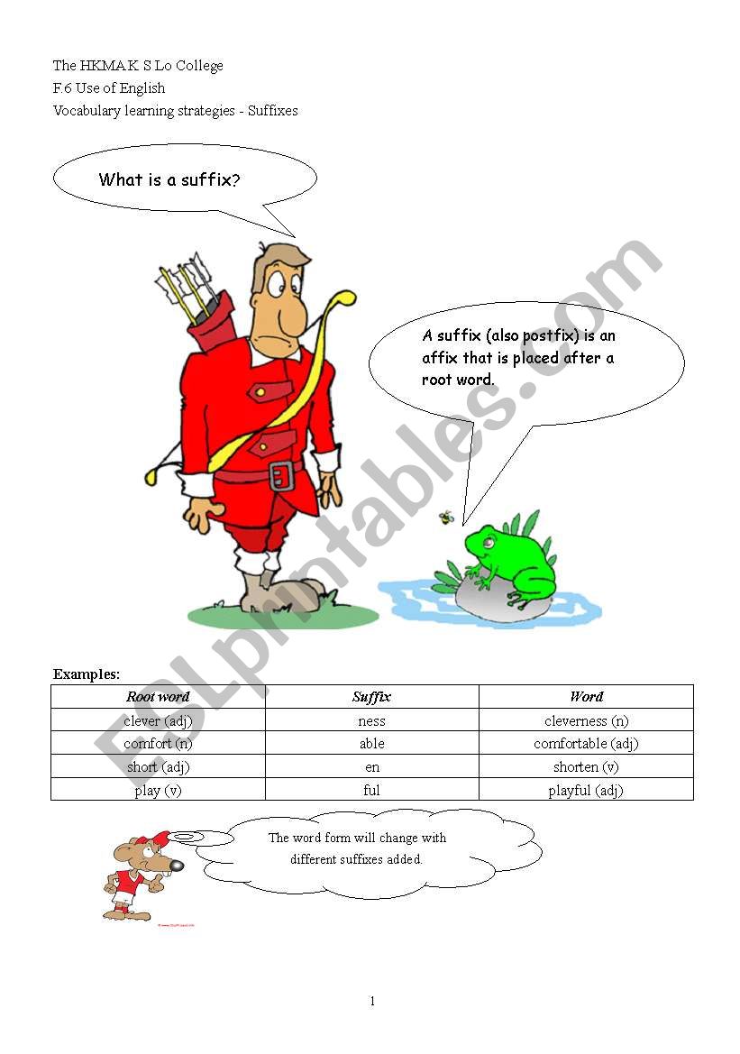 Prefix worksheet