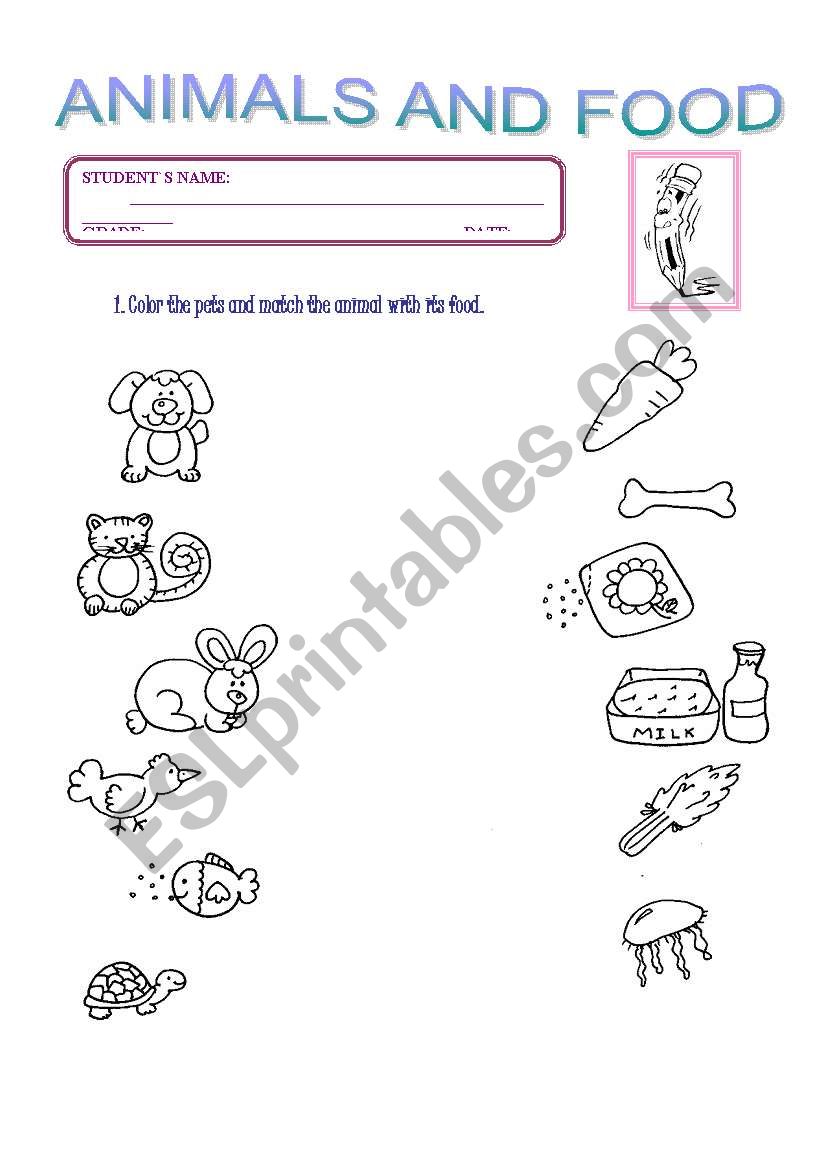 ANIMALS AND FOOD worksheet
