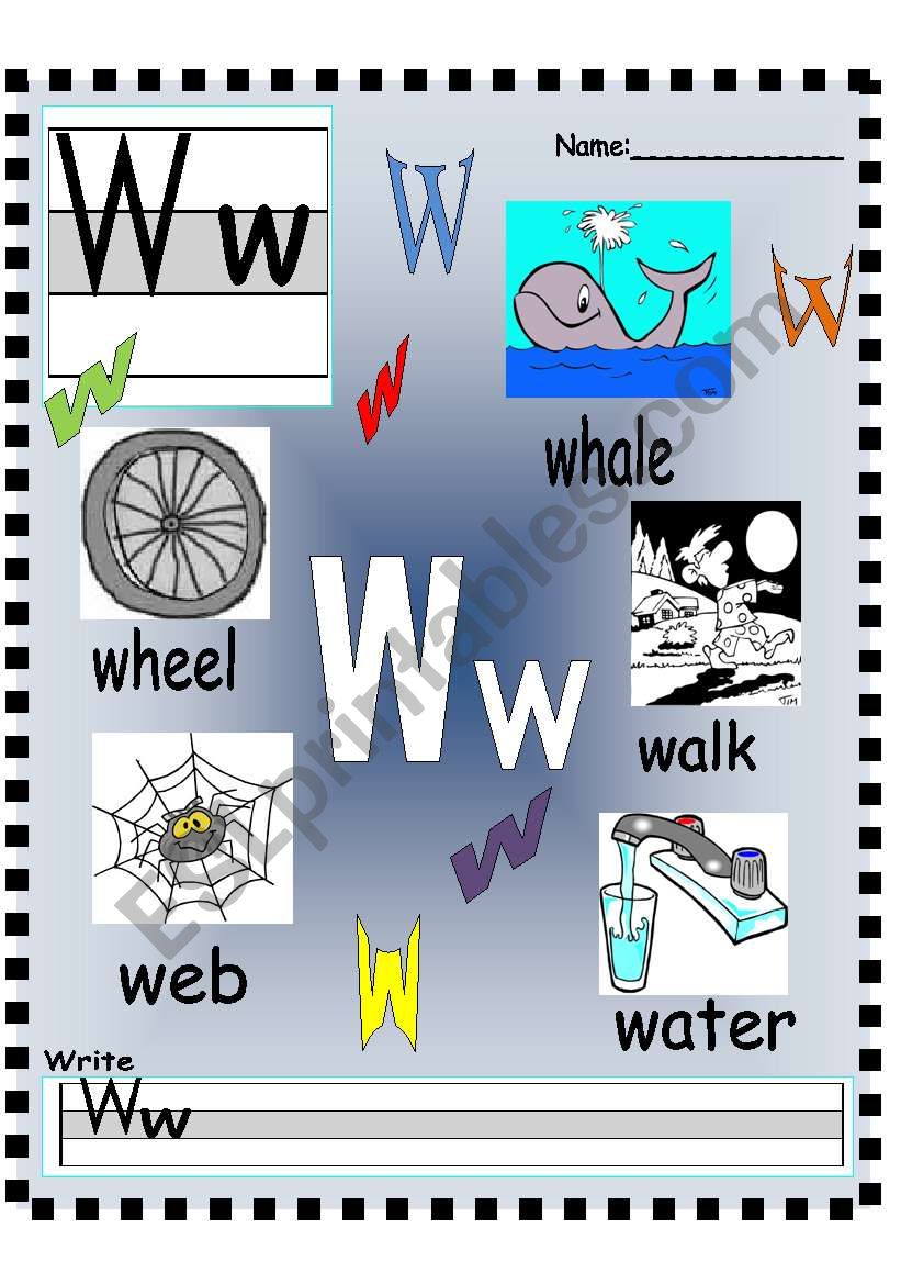 Ww - Xx Vocabulary poster and Writing practice