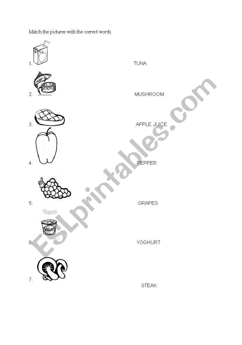 FOOD worksheet