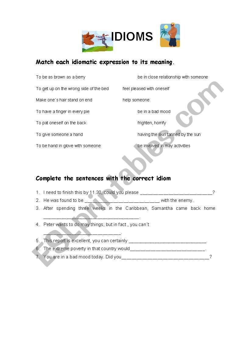 Idioms worksheet