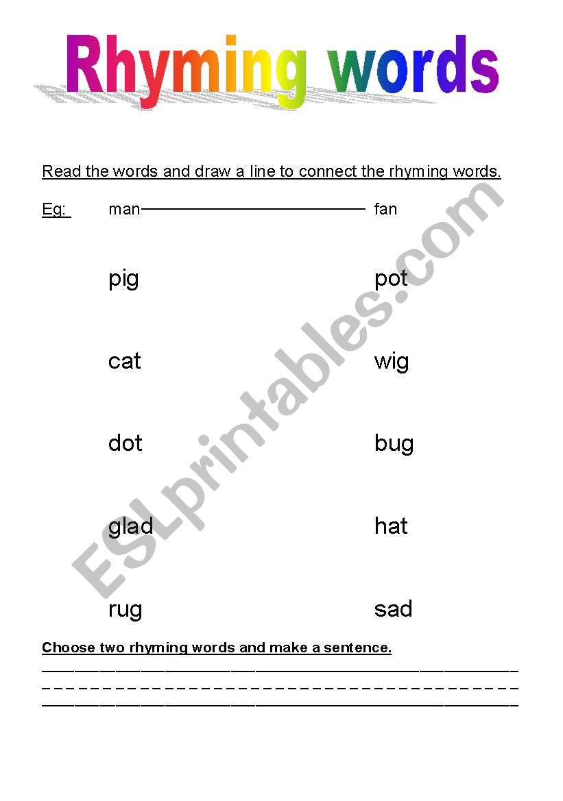 Rhyming words worksheet