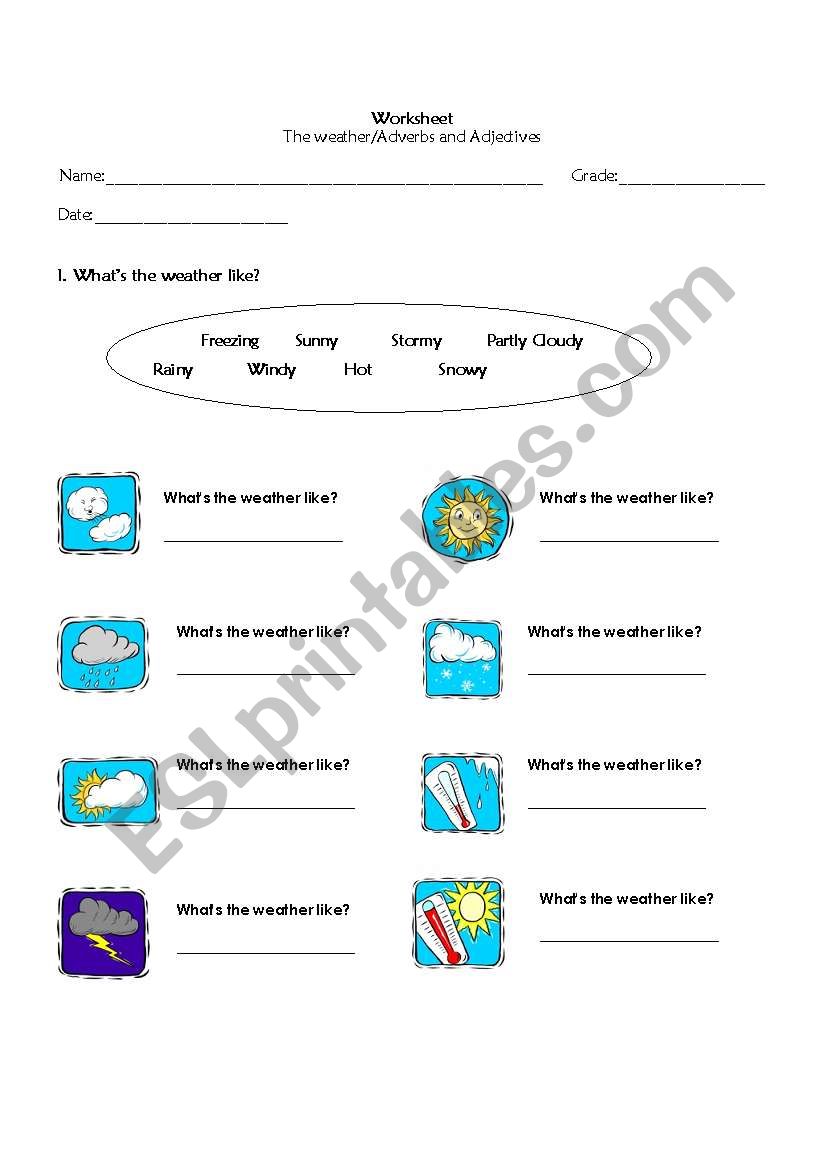 The Weather, Adverbs worksheet