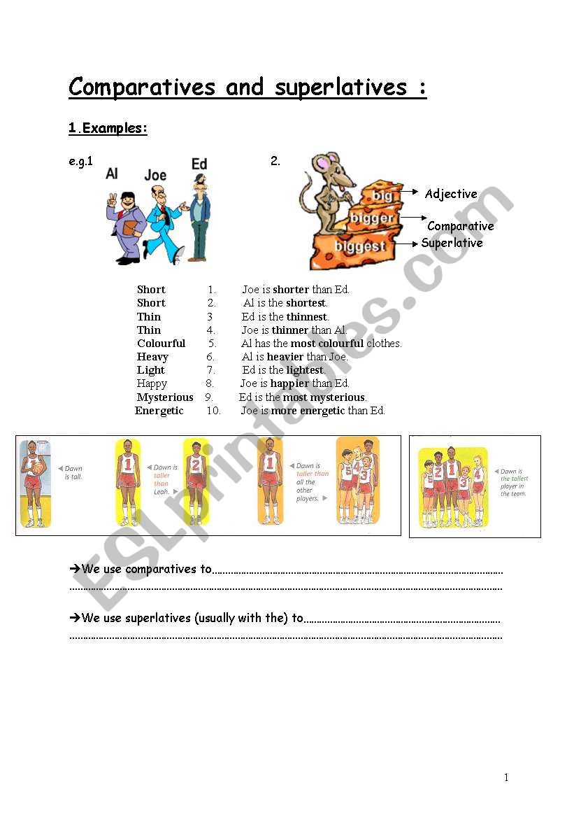 Comparatives and superlatives worksheet