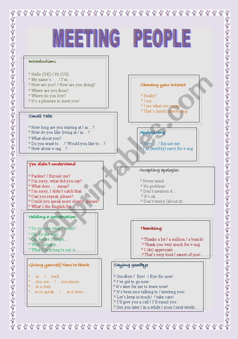 Useful sentences to communicate with people