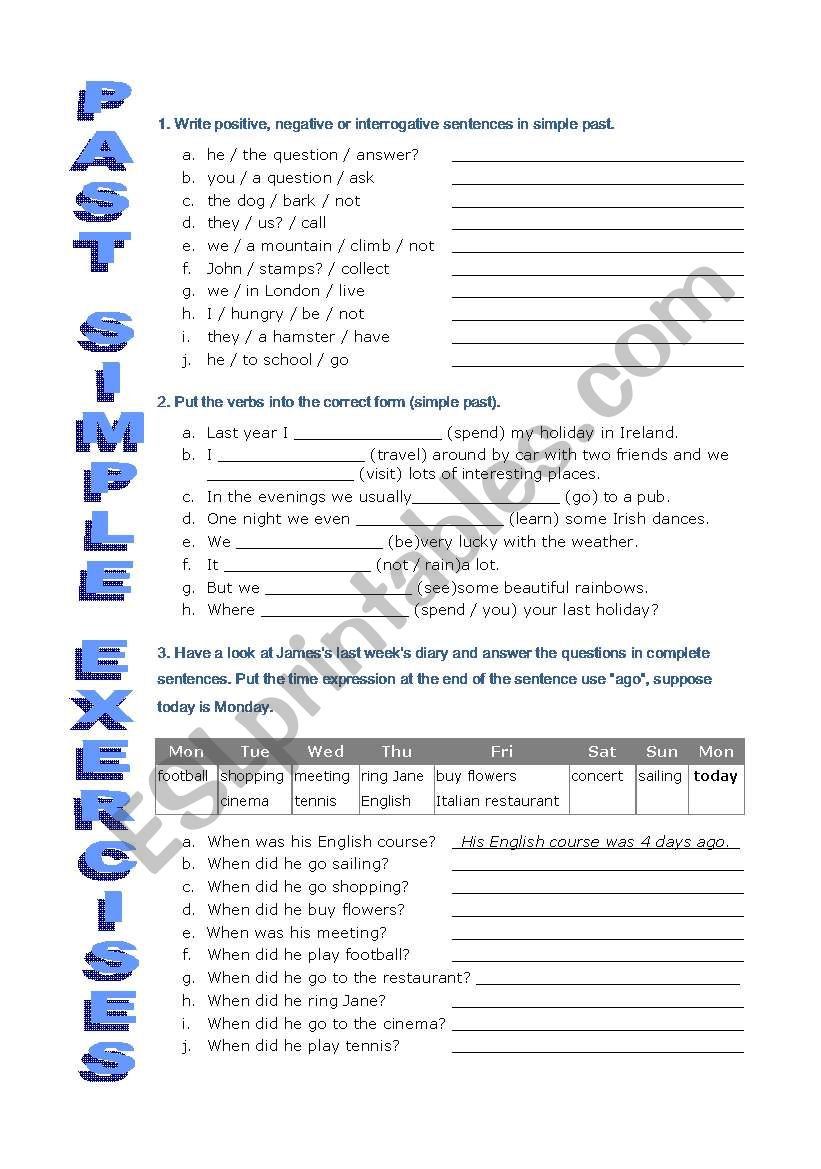 Past Simple Exercises worksheet