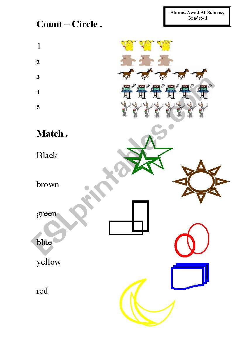 count for grade 1 worksheet