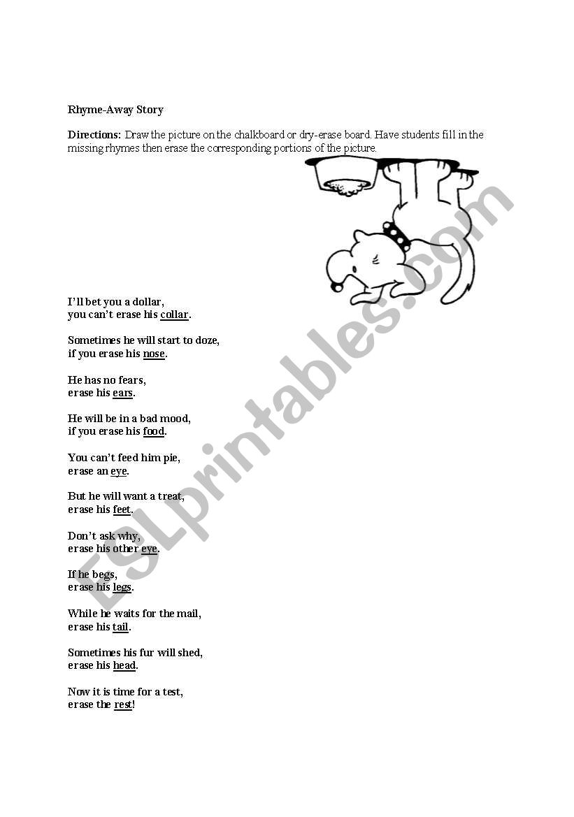 Rhyme-Away Story worksheet