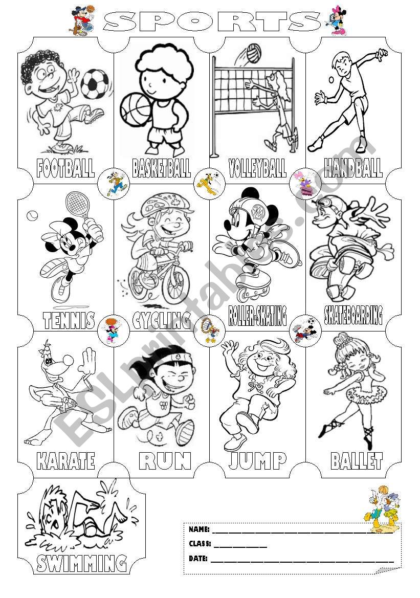 Sports Pictionary (Colouring Worksheet)